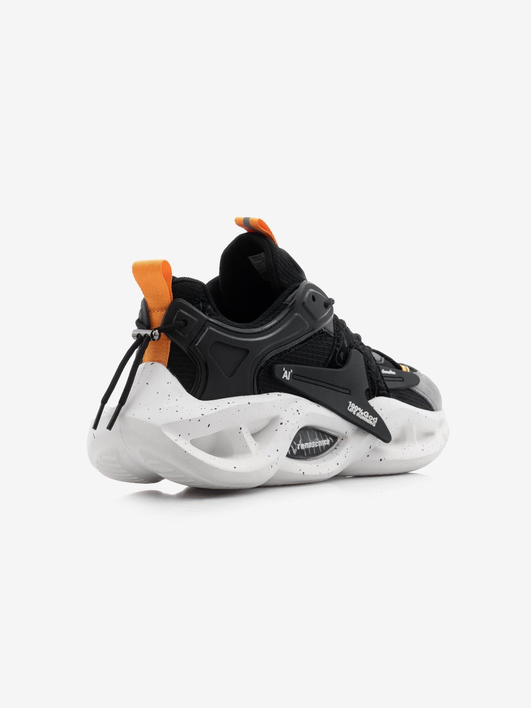 Rear view of Singalmaha Black Sneakers – Streetwear sneakers with bold heel design